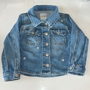 Cat & Jack Floral Embroidered Blue Jean Jacket 3T